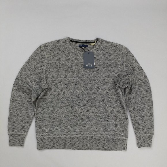 $128 Levis Made & Crafted Men's Grey Geo Crewneck Sweatshirt Size M Knit - Picture 4 of 9